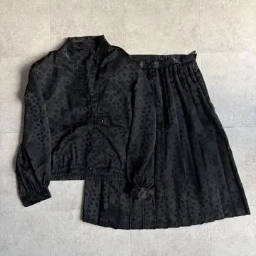 이타리야 셋업 도트 무늬 블랙 블라우스 스커트