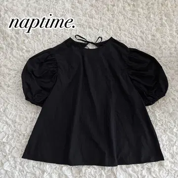 naptime. 내피타임 퍼프 슬리브 상의 블랙 리본
