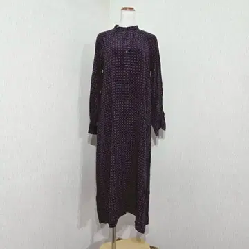 이토킨 제오레 실크 100% 긴팔 롱 원피스 퍼플 계열 올 패턴