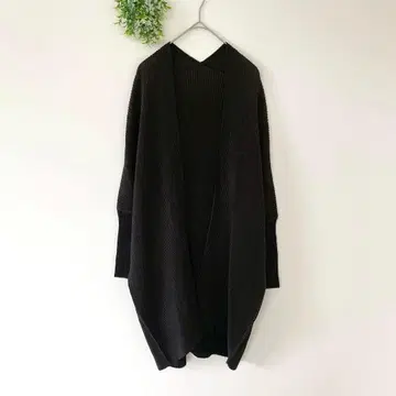 스페치오 [L] 새상품급 어른 쿨 일본제 돌먼 소매 롱 플리츠 가디건