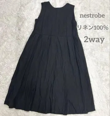 [새상품급] nest Robe 린넨 턱 슬리브리스 2way 원피스 프리