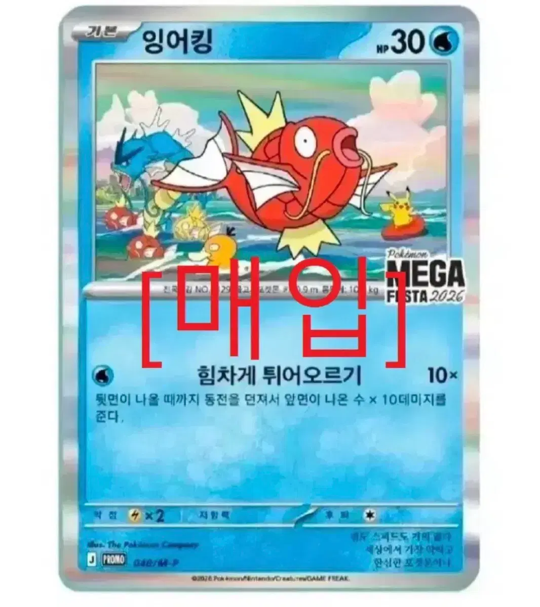 매입) 잉어킹 프로모 카드 포켓몬 메가페스타 2026 미개봉 삽니다