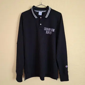 Champion 남성용 골프 긴팔 피케 셔츠 L 사이즈 블랙