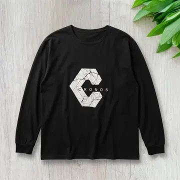 크로노스 로고 긴팔T셔츠 롱 슬리브 XL 일본제 빅 사이즈 블랙