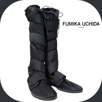 새상품급 후미카우치다 BONDAGE SHOES 롱 부츠 블랙 23.5cm