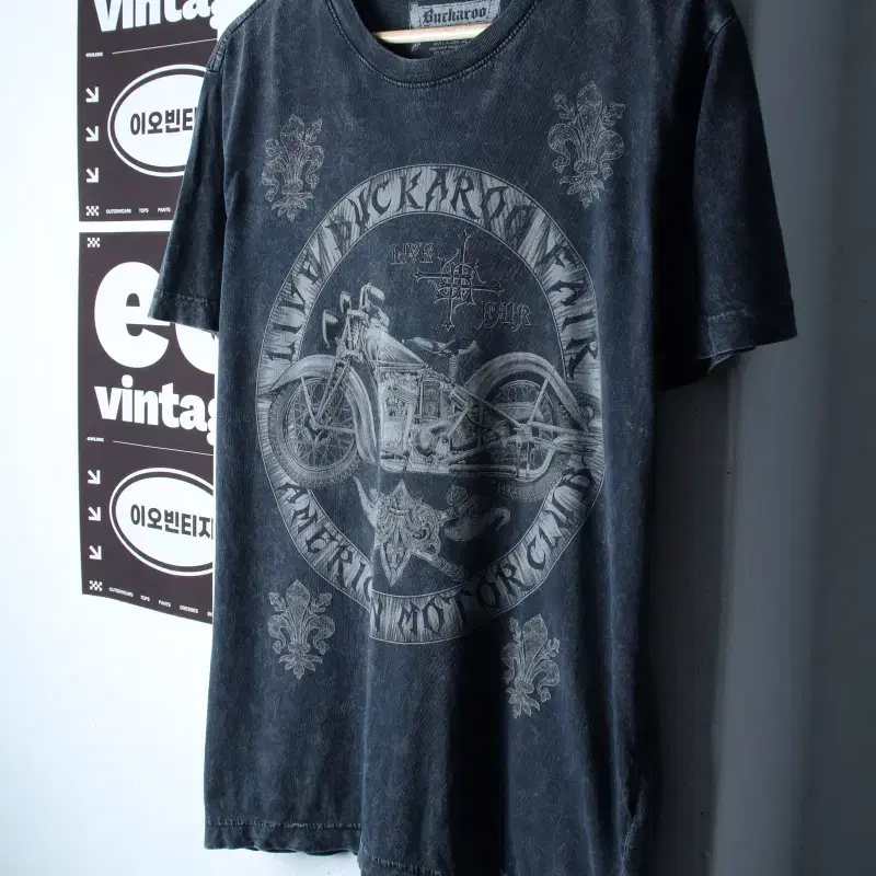 (L-XL) 버커루 반팔 티셔츠 피그먼트 빈티지프린팅-H34933