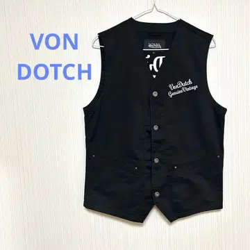 본다치 Von Dutch 베스트 지레 자수 로고 워크 베스트 블랙 L