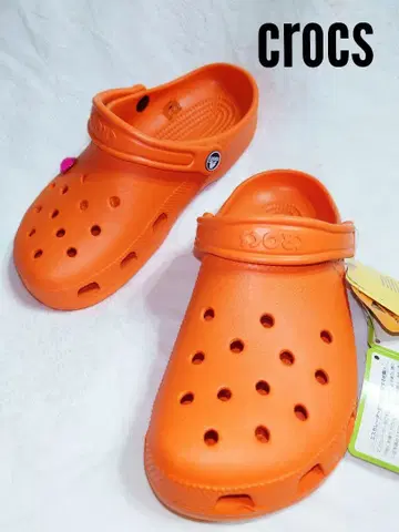택 포함 미사용 새상품 crocs 클래식 클로그 샌들 오렌지
