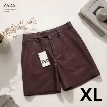 자라 남성용 하프 팬츠 가죽 인조 가죽 브라운 XL