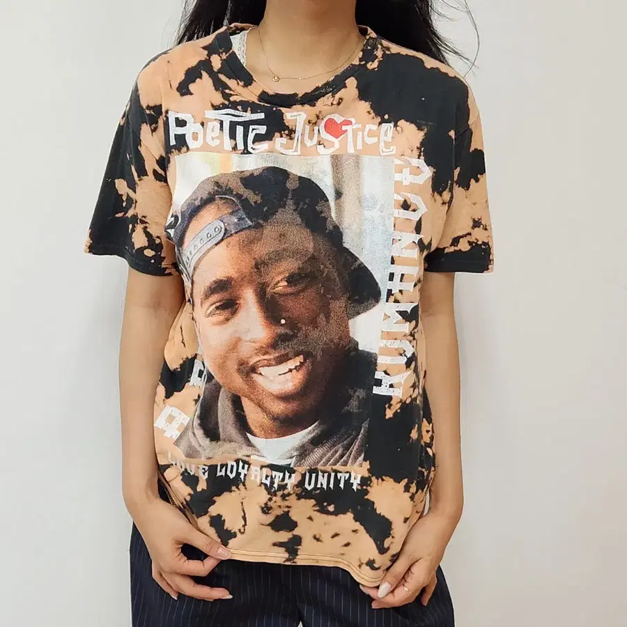 2Pac 투팍 포에틱 저스티스 타이다이 랩티 반팔 티셔츠 M