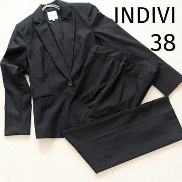 INDIVI 수트 셋업 자켓 팬츠 블랙 핀스트라이프 38