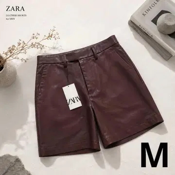 자라 남성용 하프 팬츠 가죽 인조 가죽 브라운 M