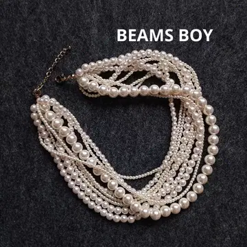 극미품 BEAMS BOY 빔즈 보이 펄 목걸이 10연 화려함