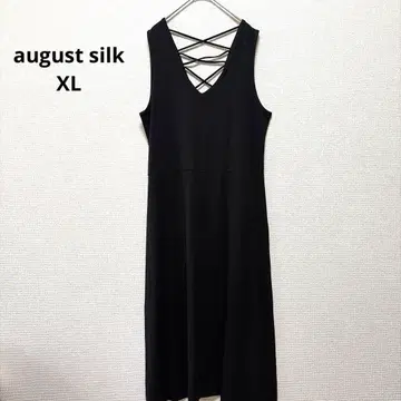 오거스트 실크 원피스 슬리브리스 XL 블랙 백 크로스 외출복