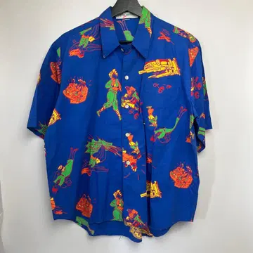 [80s 빈티지] MSK SCOTT 올 패턴 셔츠 반팔 코믹 아트