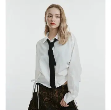 jouetie 개더 넥타이 셔츠 화이트