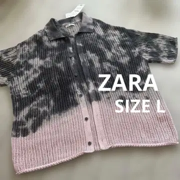 ZARA 남성용 반팔 니트 셔츠 타이다이 패턴
