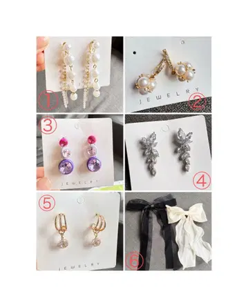 웨딩 귀걸이 리본 머리핀