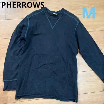 PHERROWS 긴팔 티셔츠 블랙 둥근넥 V 가제트 포함 M