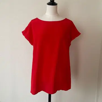 ESCADA 실크 100% 프렌치 슬리브 블라우스 빨간색 36