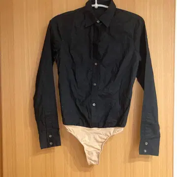 여성용 블랙 긴팔 바디수트 셔츠