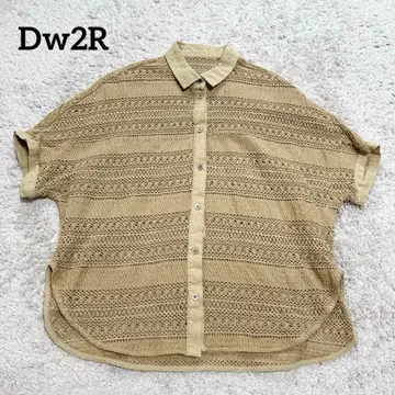센소유니코 Dw2R 시스루 편직 반팔 셔츠 패브릭 레이스 블라우스