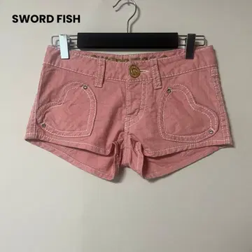 SWORD FISH 숏팬츠 로우라이즈 하트 y2k 핑크 XS