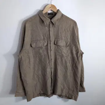 90s SOFT SUEDE 셔츠 긴팔 베이지 구제 의류 빅 실루엣