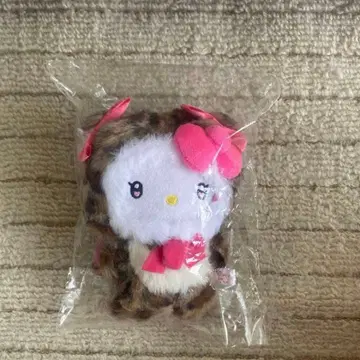 헬로키티 레오파드 무늬 봉제 인형 마스코트 파우치
