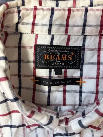 BEAMS PLUS 긴팔 셔츠 체크 무늬 일본제 L 사이즈