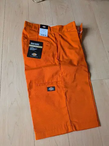 [새상품] Dickies 28인치 하프 팬츠 오렌지 지퍼 포함