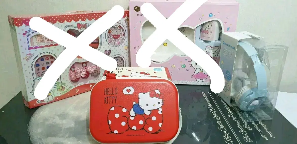 키티 식기세트, 네일세트, 미니파우치, 시나모롤헤드셋