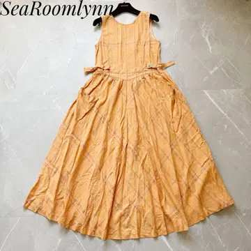 새상품 SeaRoomlynn 린넨 체크 무늬 롱 원피스