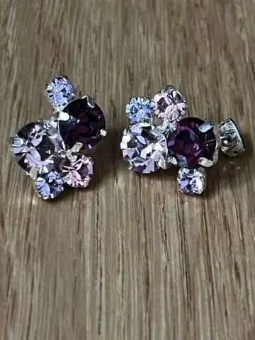 AGATHA Paris 퍼플 계열 스톤 스터드 귀걸이 양쪽 귀용