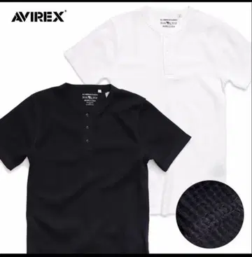 AVIREX 헨리넥 반팔 와플 소재 티셔츠