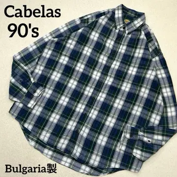 [레어] 90's Cabela's 투박한 타탄 체크 플란넬 셔츠 새상품급