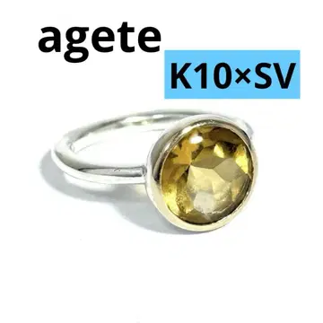 초기 agete K10 SV 콤비 반지 11호 컬러 스톤 앤티크