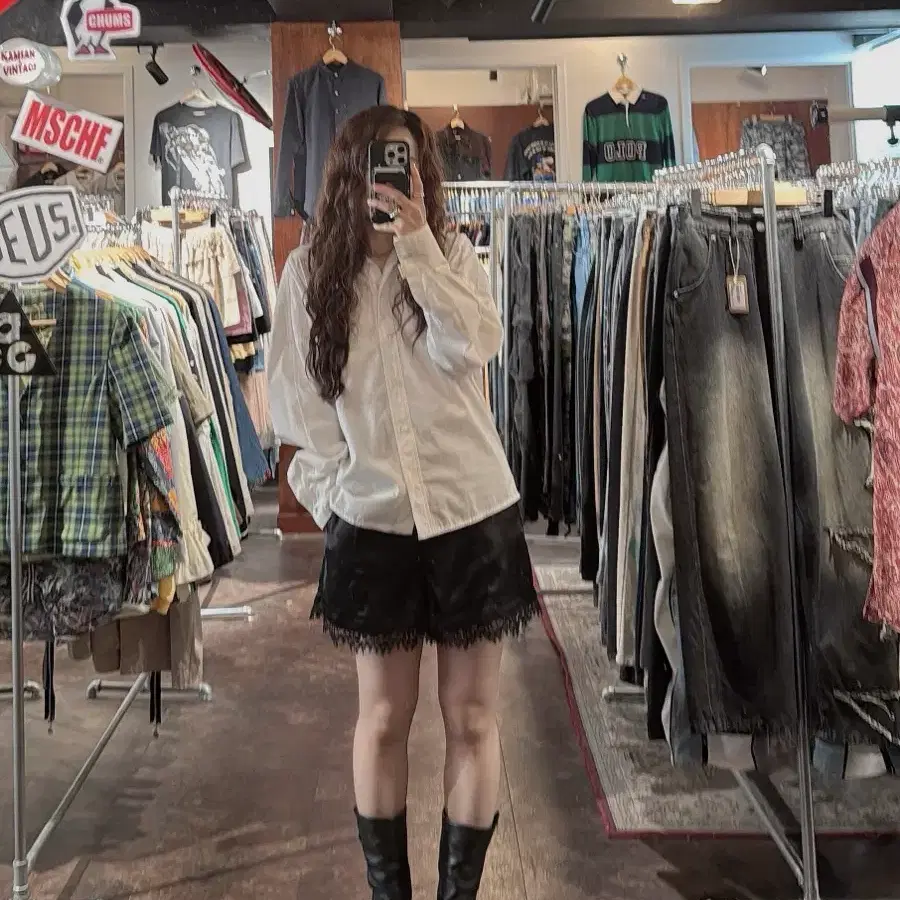 jucyjudy 쥬시쥬디 새틴 레이스 블랙 숏팬츠 밴딩 반바지 M