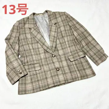 빈티지 [13호] 글렌체크 테일러드 자켓 오샤레 버튼 여성빈티지