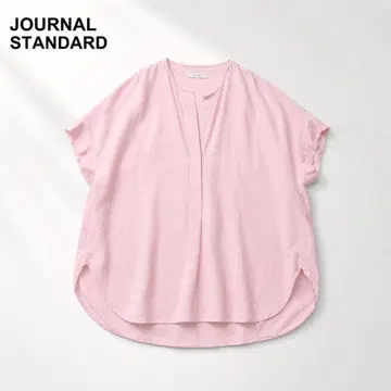 JOURNAL STANDARD 레이온 린넨 노카라 블라우스 핑크