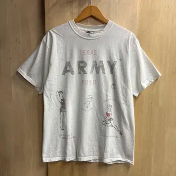 휴스턴 핀업걸 밀리터리 메모리얼 프린트 T셔츠 화이트