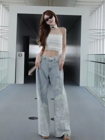 다리치 초커 리본 셔링 베어탑