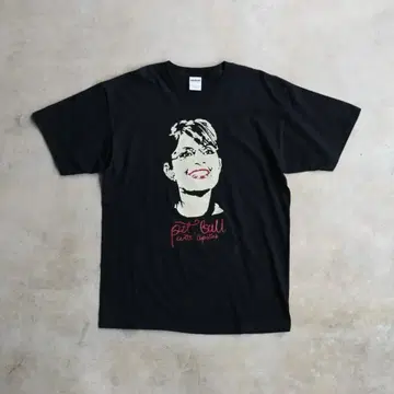 00s 사라 페일린 티셔츠 M 블랙 블랙핏불 정치 빈티지