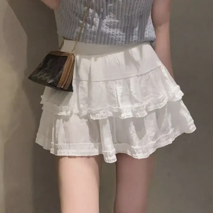 캉캉 프릴 밴딩 미니 스커트