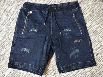 BALR. 보라 일본 한정판 데미지 데님 숏팬츠 블루 S