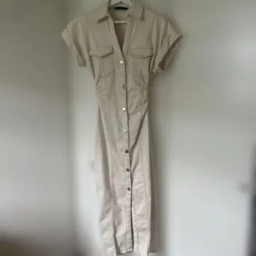 미사용 새상품 ZARA 허리 개더 장식 미디 기장 원피스