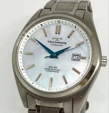 TECHNOS 테크노스 펄쉘 다이얼 T9A83 솔라 손목시계 티타늄