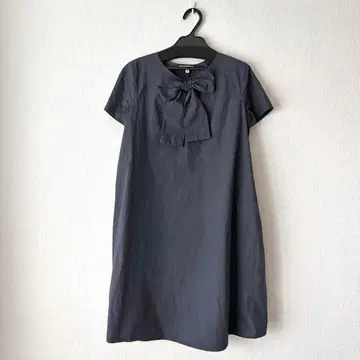HACHE 이탈리아제 반팔 리본 원피스 그레이 40