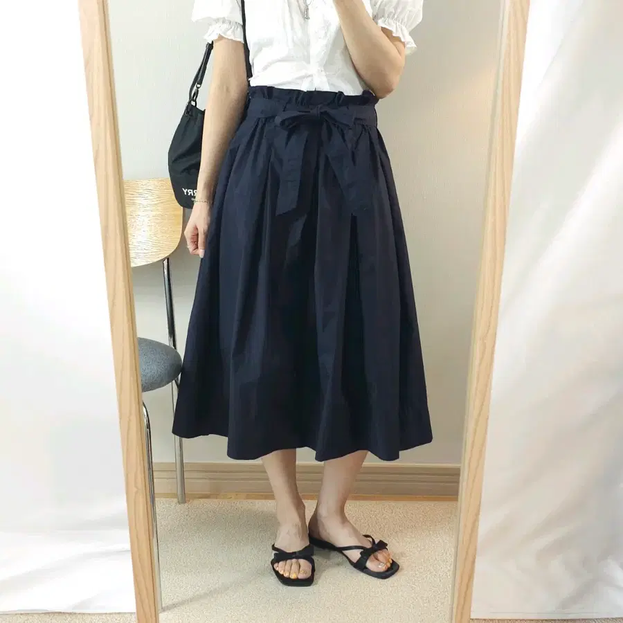 (L)유니클로 여성 플레어 스커트 네이비 W4334