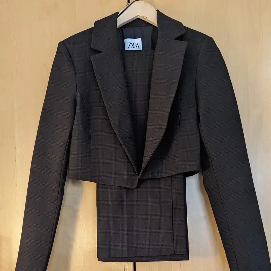 zara 체크 크롭 자켓